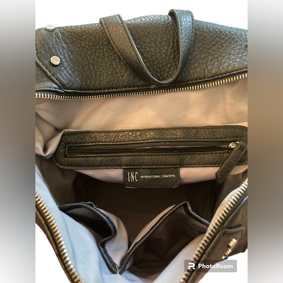 INC International Concepts Black Faux Leather backpack/purse. - Picture 3 of 14